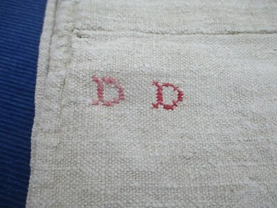 Ancien grand sac à pain ou à linge en chanvre écru 53 x 144 cm accidents N°2 - Photo 1/4