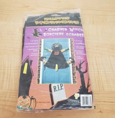 Decoração vintage de porta bruxa horrores Halloween 1999 bruxa plana - Imagem 1 de 4