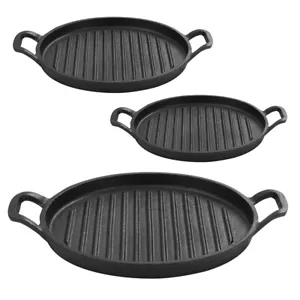Cast Iron Non-Stick Frying Pan Grill Skillet Griddle Plate BBQ Kitchen Cooking - Picture 1 of 54