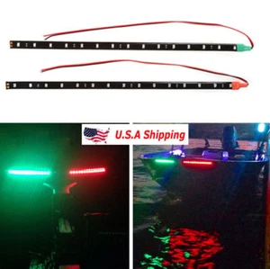 Red Green LED Navigational Bow Strip Light Waterproof Kayak Canoe Pontoon Boat - Picture 1 of 9