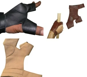 Bow Archery Shooting Protector 100% real Leather Y Gloves 2 Fingers Tab Guard - Picture 1 of 6