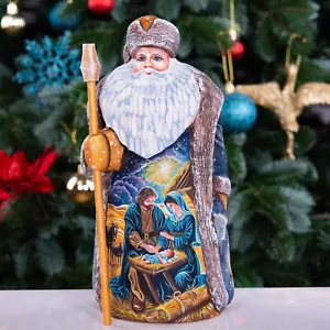Holz Weihnachtsmann Figur 10" Krippe russischer Santa Ded Moroz MADE IN UKRAINE - Bild 1 von 16