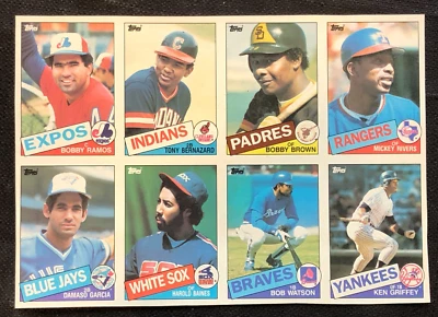 Коллекционная карточка 1985 Topps Major League бейсбол (8) ВИНТАЖНАЯ MLB лист необрезанной панели - Изображение 1 из 2