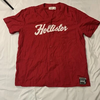 Camisa Jersey Hollister Para Hombres XL Béisbol Ropa Deportiva Mezcla de Algodón Roja Academia Foto 1 de 4
