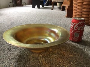 Antique L.C. Tiffany Large 10” Iridescent Gold Favrile Bowl GORGEOUS Colors! - Picture 1 of 7