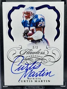 2019 Panini Flawless Curtis Martin On Card Blue ink Auto 3/3 Patriots - Picture 1 of 2