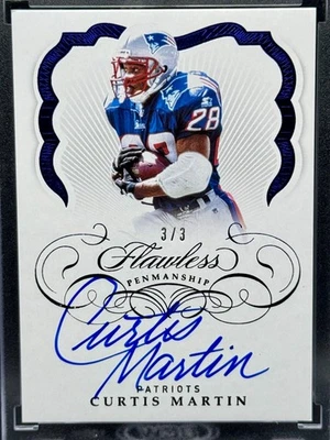 2019 Panini Flawless Curtis Martin On Card Blue ink Auto 3/3 Patriots - Image 1 of 2
