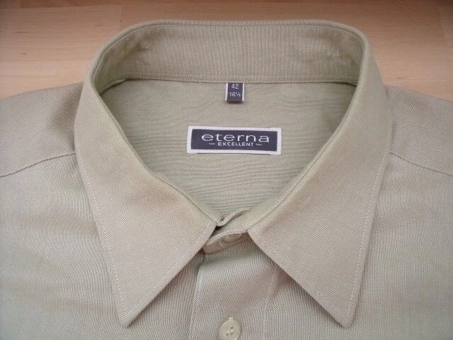 Eterna Excellent Camicia 42 Verde Chiaro Mélange Lucido Molto Buono #TA9590 - Immagine 1 di 1