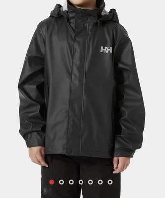 Helly Hansen Juniors Moss Rain Jacket Black Size 8 - Waterproof Hooded Coat NWT - Image 1 of 4