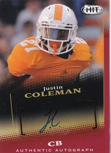 Autógrafos Sage Hit 2015 novato rojo #A133 Justin Coleman Tennessee Volunteers - Imagen 1 de 2