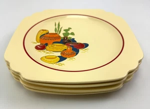 4 Vintage Homer Laughlin Jahrhundert Mexicana rotes Band Speiseteller 9,5" gestempelt Rarität - Bild 1 von 14