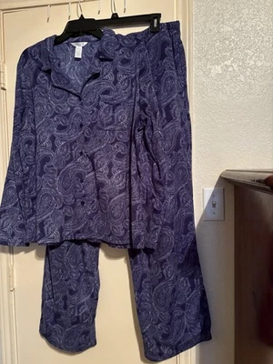 Conjunto de pijama Adonna polar cepillado azul marino estampado cachemir XXL NUEVO SIN ETIQUETAS Foto 1 de 3