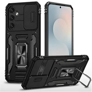 For Samsung S25 FE Case Sliding Lens with Magnetic Ring Stand + Tempered Glass - Picture 1 of 24