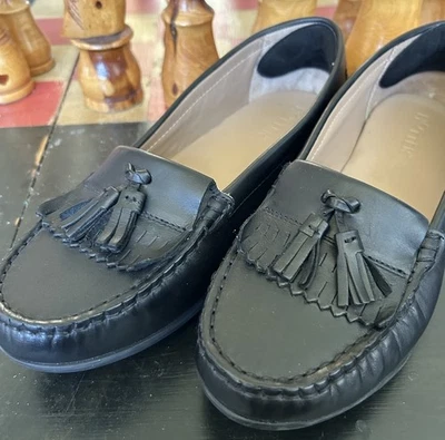 Мокасины Trotters KEEL размер 9,5 W черные кожаные без застежек с кисточками платье или повседневная обувь - Изображение 1 из 4