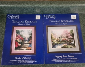 2 Thomas Kinkade Cross Stitch Patterns Garden of Promise Stepping Stone Cottage - Picture 1 of 3
