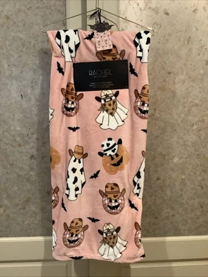 Manta Rachel Roy Halloween ROSA Vaquero Occidental Disco Calabaza Fantasma NUEVA Foto 1 de 4