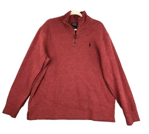 POLO Ralph Lauren 1/4 Zip Pullover Seater Red Mens XL Classic Preppy - Picture 1 of 9