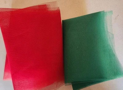 Lot Of 2   Tulle  Fabric  RED  GREEN   CHRISTMAS -  Quilting  Crafts   34"   NEW - Image 1 of 4