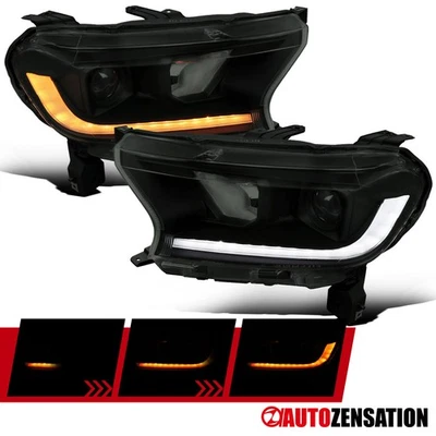 Fit 2019-2023 Ford Ranger XL XLT Black Smoke Projector Headlights LED Sequential — 第 1/4 张图片
