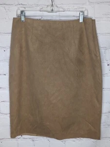 Chico's Women's Caramel Latte Perforated Faux Suede Side Zip Skirt Size 1.5 - Picture 1 of 9