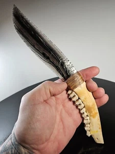 BIG 11 1/4" Midnight Lace Deer Jaw bone Knife~Worldwide KENNY Hull~Riddick 3 - Picture 1 of 8
