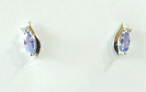 10K White Gold 1/2CT TW Purple Marquise Cut Tanzanite & Diamond Post Earrings - Picture 1 of 3