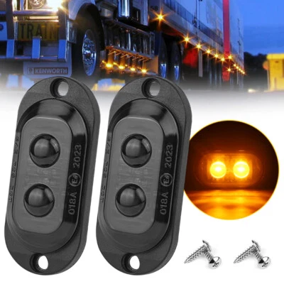 2X Amber LED Side Marker Clearance Indicator Lights Truck Trailer Lorry 12V 24V - Image 1 of 4