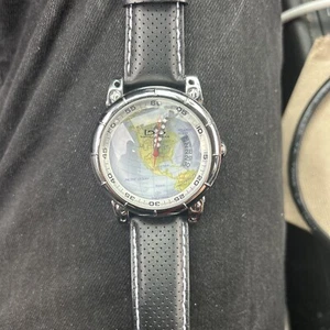 Daniel Steiger 9029-M Stainless 3ATM Globe Earth Map Watch RARE 30 Day - Picture 1 of 8