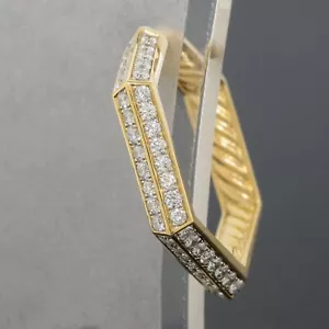 David Yurman Carlyle Hoop einzelner Ohrring 18K Gelbgold Pflasterstein Diamanten - Bild 1 von 5