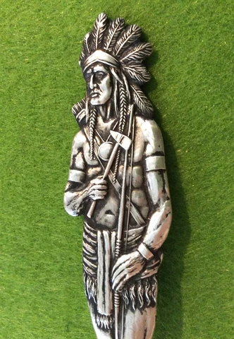 X RARE! Full Indian Chief Detroit River Front 5.9" Sterling Souvenir Spoon 39g Cover