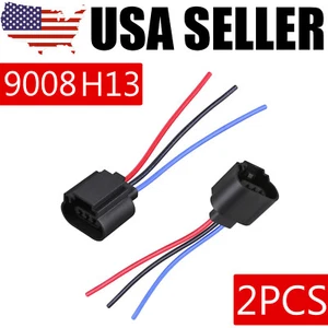 Two Harness Head Light Bulb Plug Repair Socket Wire Pigtail Female P 9008 H13 - Picture 1 of 6