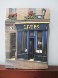 3-D Livres French Bookstore by Chiu Tak Hak French Rue Simart wallhanging plaque - Picture 1 of 7