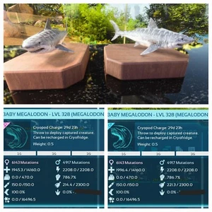 ARK ASCENDED PVE OFFICIAL PAIR BABY MEGALODON ALBINO ID36 HIG STATUS PC/XBOX/PS5 - Picture 1 of 4