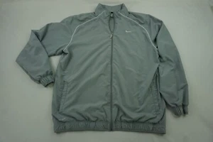 Nike Track Jacket Men XL Gray White Stripe Long Sleeve Full Zip Pockets - Picture 1 of 12