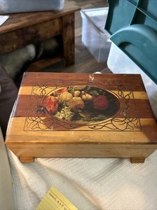 Vintage Wooden Chest/Jewelry Box Sparrow/Floral - Picture 1 of 12