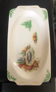 ART DECO STAFFORDSHIRE KNOT RECTANGULAR SANDWICH PLATE COTTAGE GARDEN - Picture 1 of 9