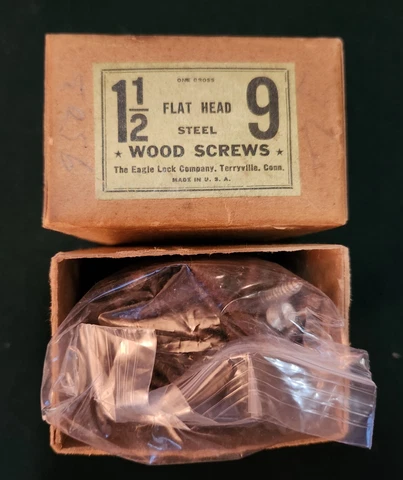 Antique/Vintage (134) Flat Head Steel Wood Screws 1 1/2" #9 New Old Stock Cover