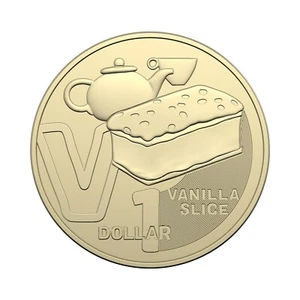 2022 Australia Post Great Aussie Coin Hunt - ''V" Vanilla Slice $1 Coin - Bild 1 von 2