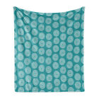 Teal and White Soft Flannel Fleece Throw Blanket Dotted Circles