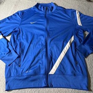 Nike Long Sleeve Jacket Blue Men's Large Mens DRI-FIT Full Zip Polyester 447322 - Picture 1 of 16