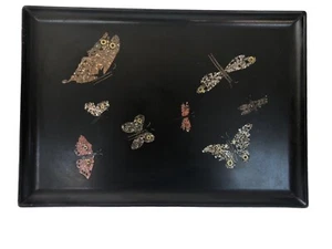 BAKELITE SERVING TRAY - MOTHER OF PEARL Cottage Core Granny Vintage Butterfly - Picture 1 of 15
