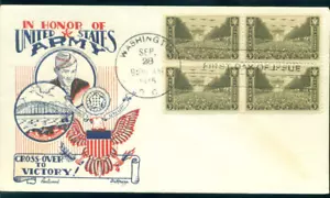 1945 FDC - Scott # 934 - blocco esercito americano - lembo di Fleetwood/OK UA - Foto 1 di 1