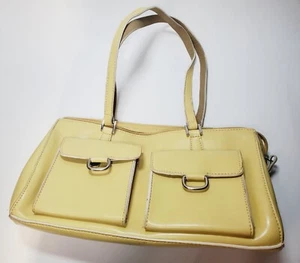 Apt 9 Yellow Leather Purse/Handbag W/Handles & Dual Front Pouches. - Picture 1 of 16