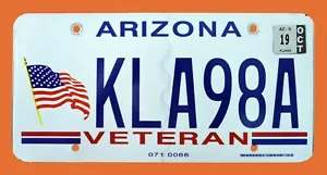 ARIZONA US MILITARY VETERAN AUTO LICENSE PLATE " KLA98A " AZ VET ARMY USAF USMC - Picture 1 of 1