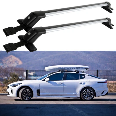 Portaequipajes de aluminio con barra transversal de techo + cerradura para Kia Optima Stinger Foto 1 de 4