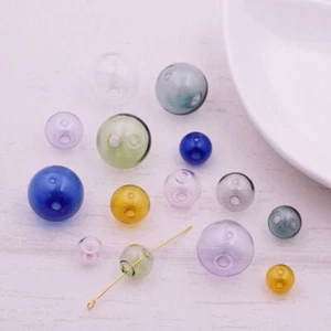 Two Holes Color Glass Beads - Multicolor Hollow Globe Jewelry Making Bead 10pcs - Picture 1 of 20