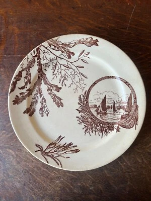 Raro Movimiento Estético Japonismo Marrón Transferware Placa c1880. Foto 1 de 4