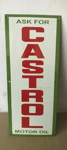 Castrol motor Oil Porcelain Enamel Sign  24 x 10 Inches - Picture 1 of 4
