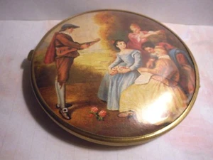 Made in West Germany double sided mirror compact,painted scene from 18th.century - Picture 1 of 8