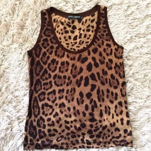 Authentic Dolce & Gabbana Vintage Tank Top Silk Leopard Size 38 - Picture 1 of 3